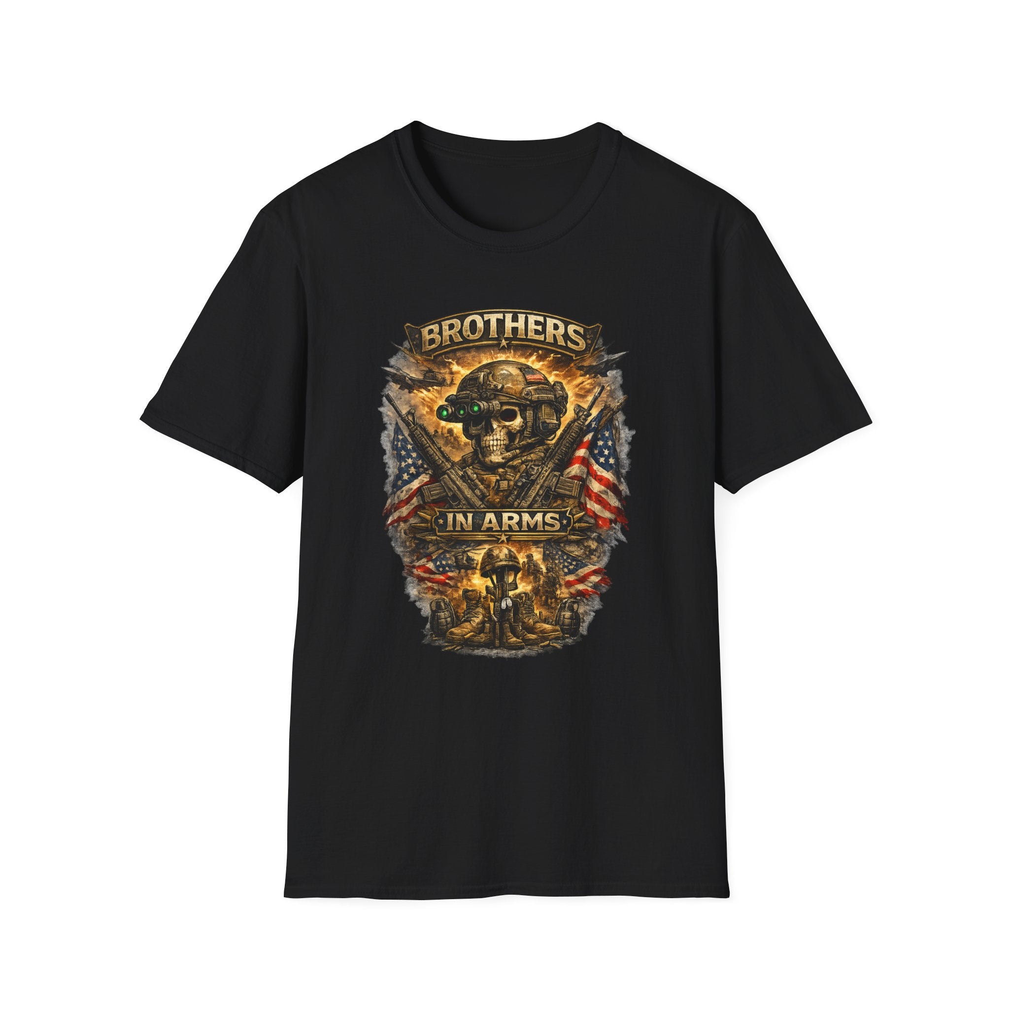 Brothers in Arms Military Skull T-Shirt — Veteran & Tactical Americana Tee