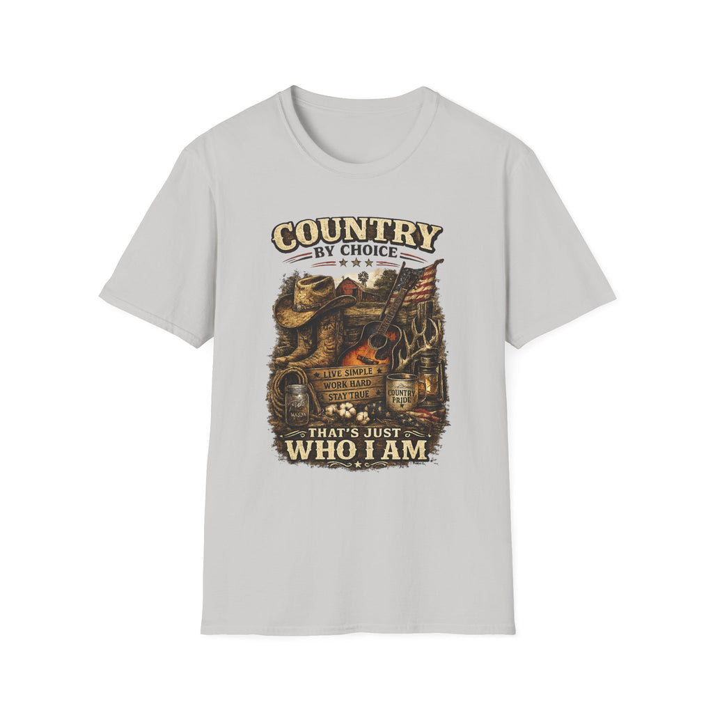 Country By Choice graphic tee | Country music cowboy design T-Shirt