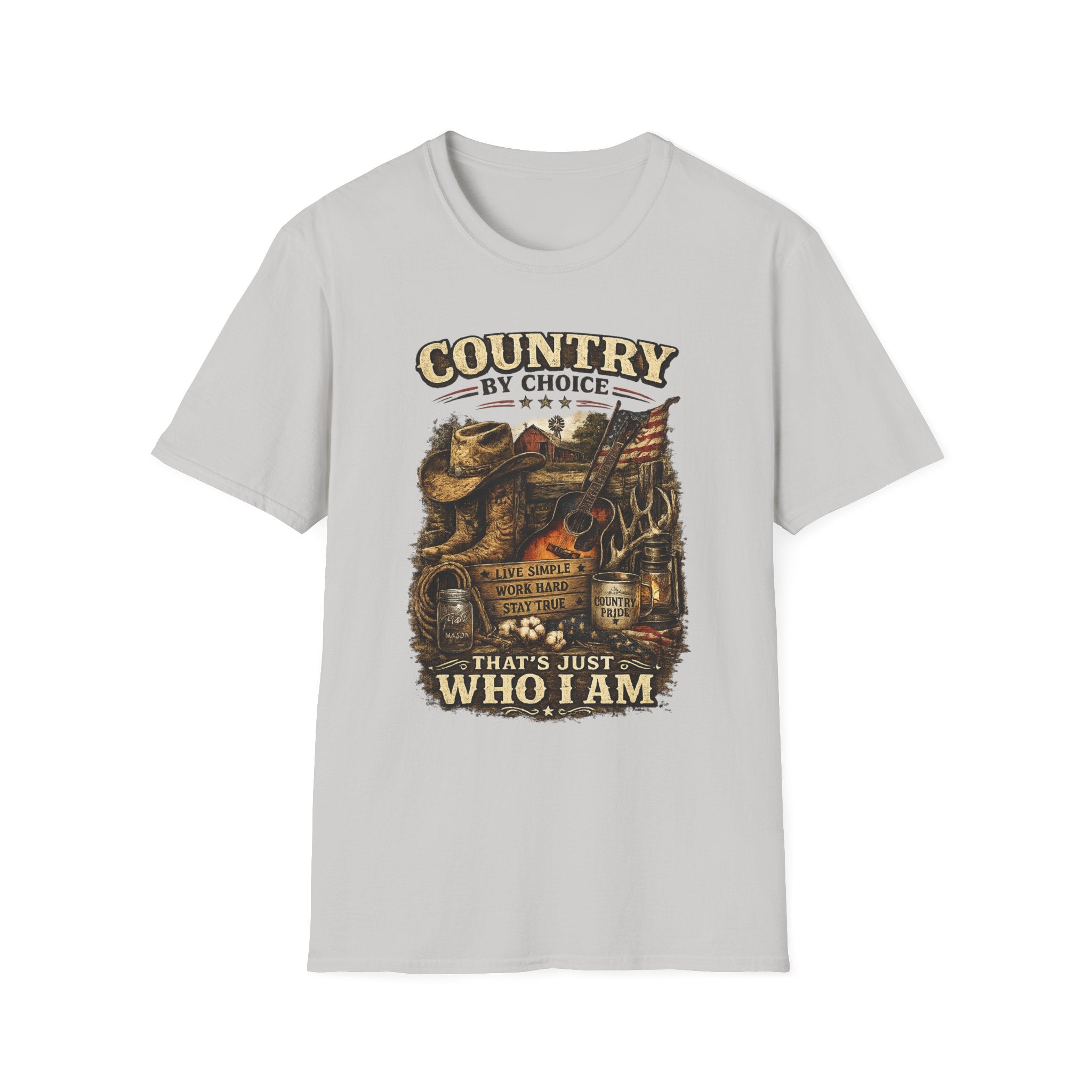 Country By Choice graphic tee | Country music cowboy design T-Shirt