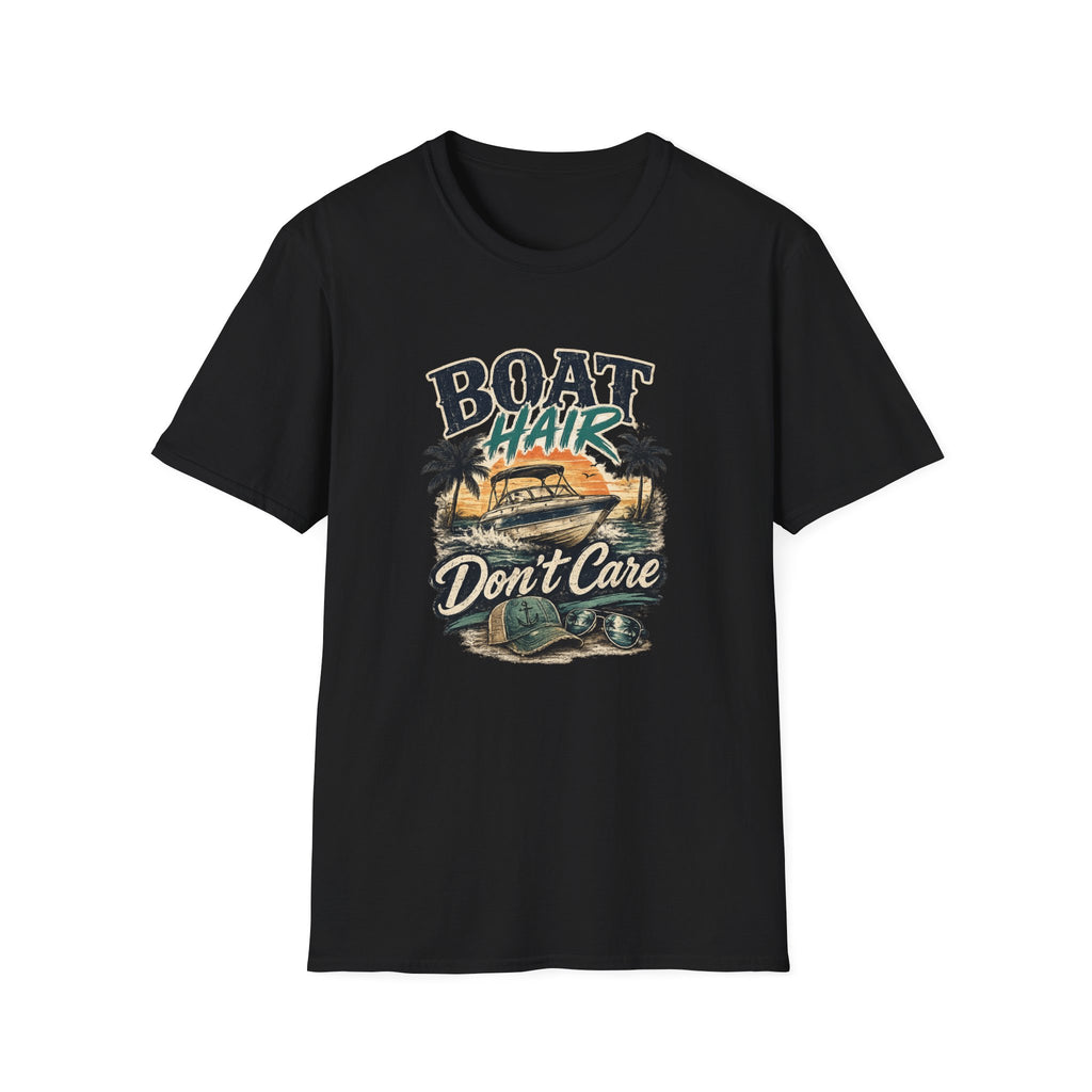 Boat Hair Don't Care T-Shirt | Boat Graphic, Palm Trees, Sunset