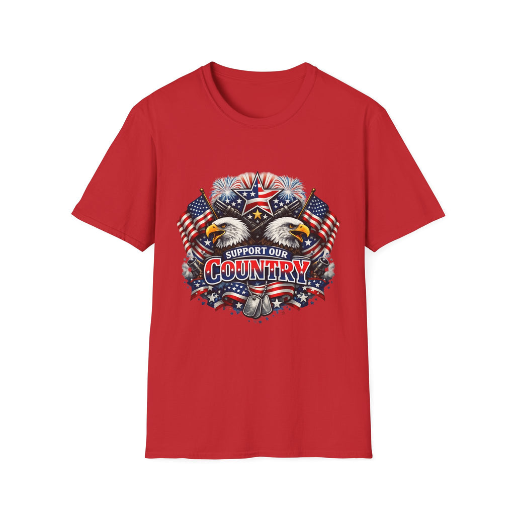 Support Our Country T-Shirt — Patriotic Bald Eagle & American Flags