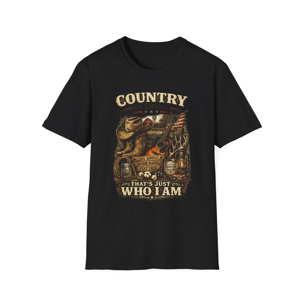Country By Choice graphic tee | Country music cowboy design T-Shirt