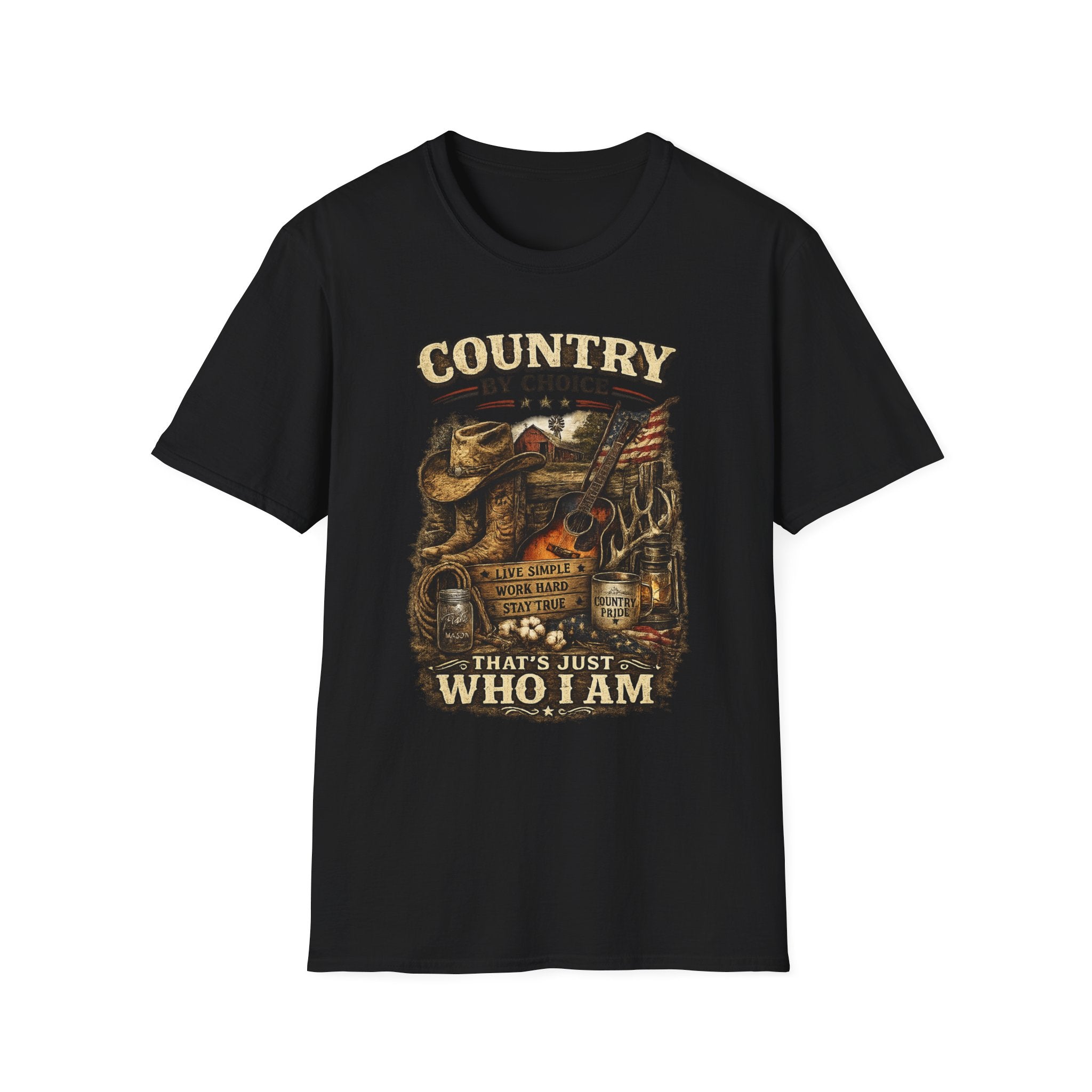 Country By Choice graphic tee | Country music cowboy design T-Shirt