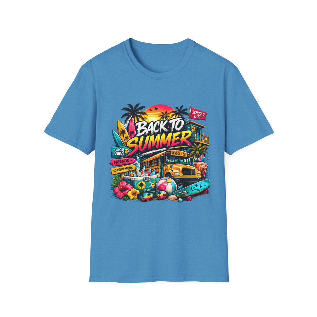 Back to Summer T-Shirt | Retro Beach Surf Palm Tree Design