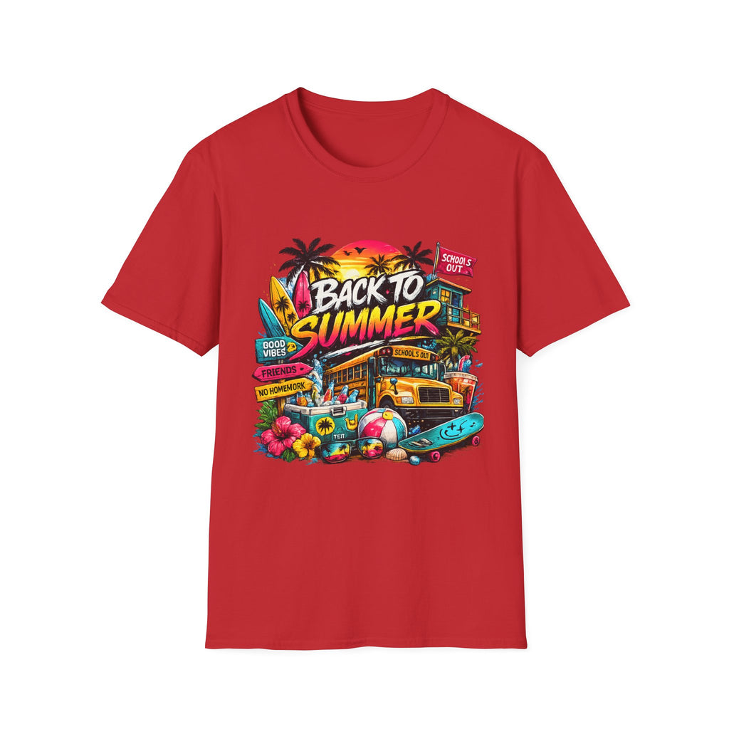 Back to Summer T-Shirt | Retro Beach Surf Palm Tree Design