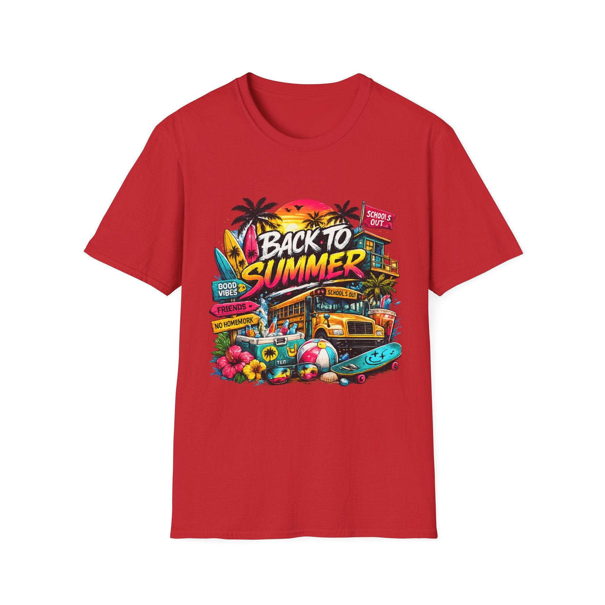 Back to Summer T-Shirt | Retro Beach Surf Palm Tree Design