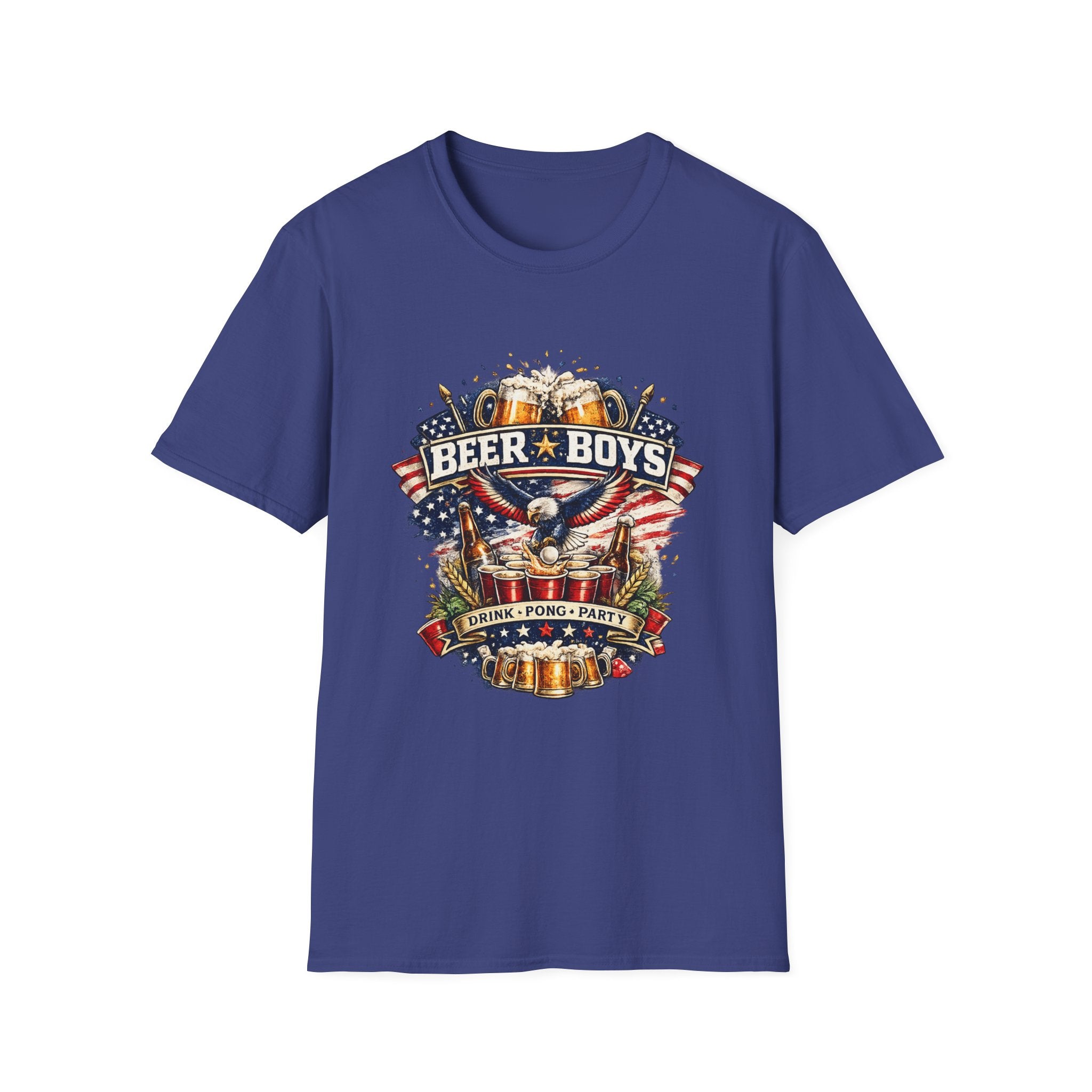 Beer Boys Drink Pong Party Patriotic Beer T-Shirt