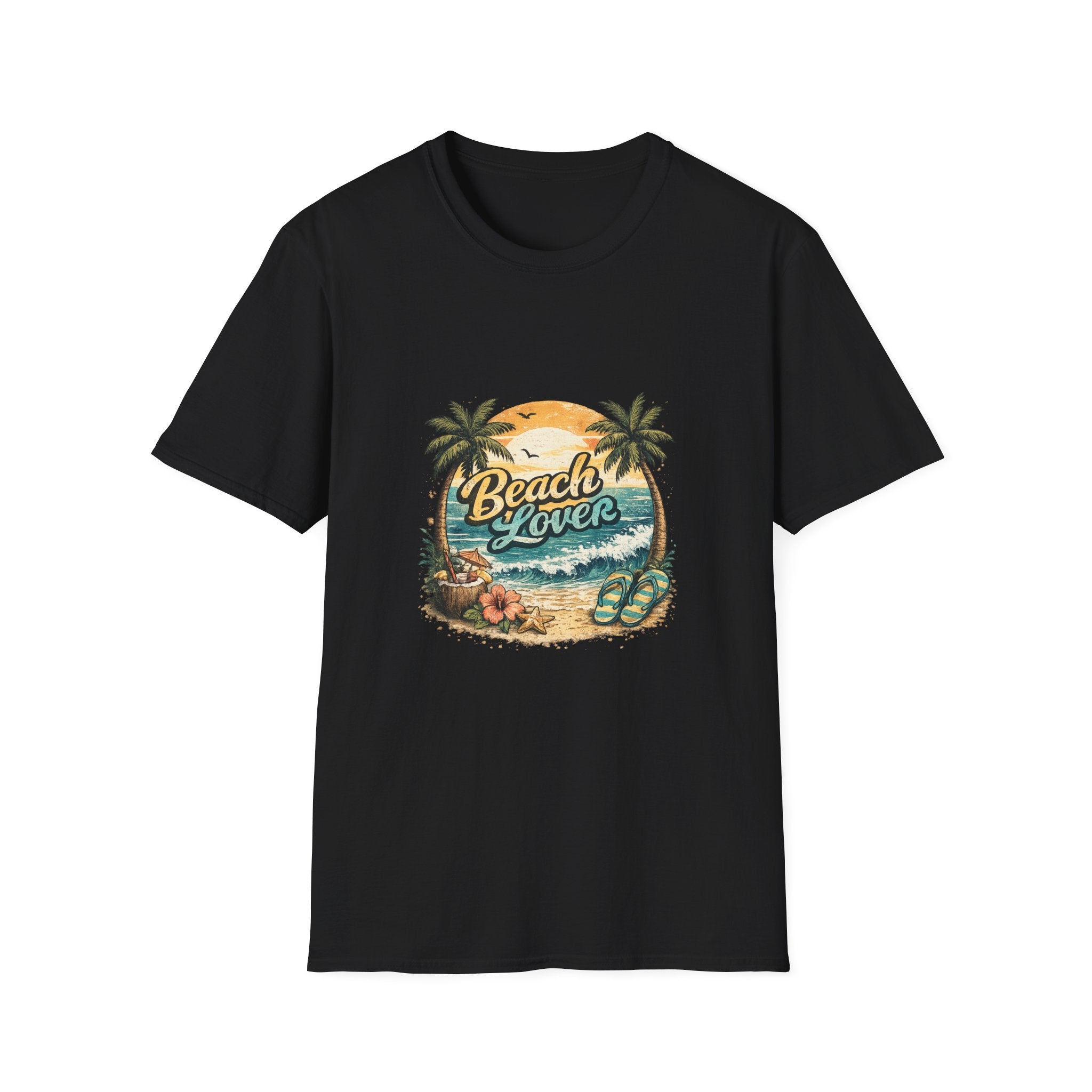 Beach Lover T-Shirt | Vintage Sunset Palm Trees Ocean Waves