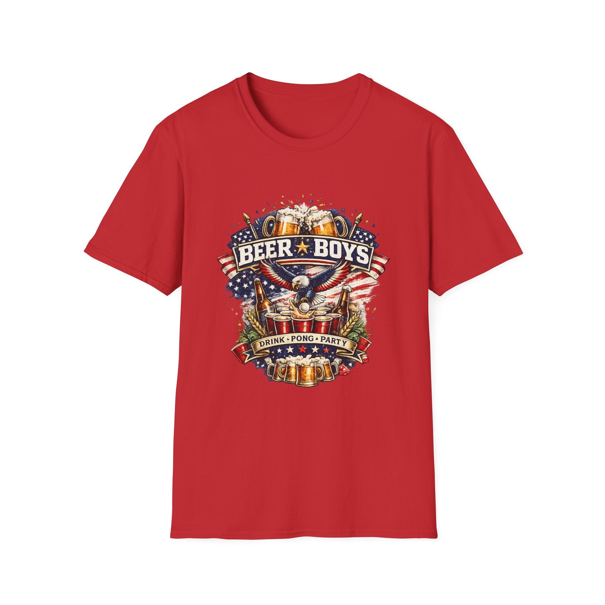 Beer Boys Drink Pong Party Patriotic Beer T-Shirt