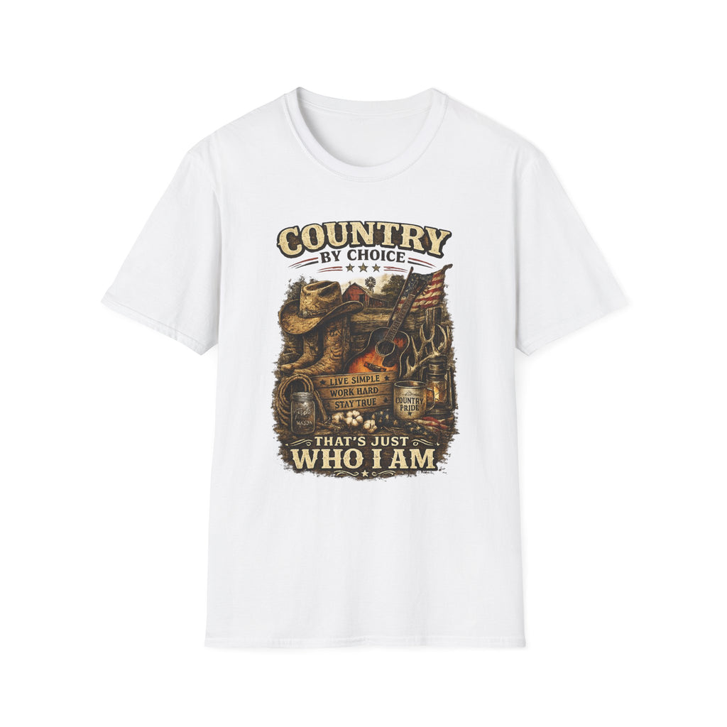Country By Choice graphic tee | Country music cowboy design T-Shirt