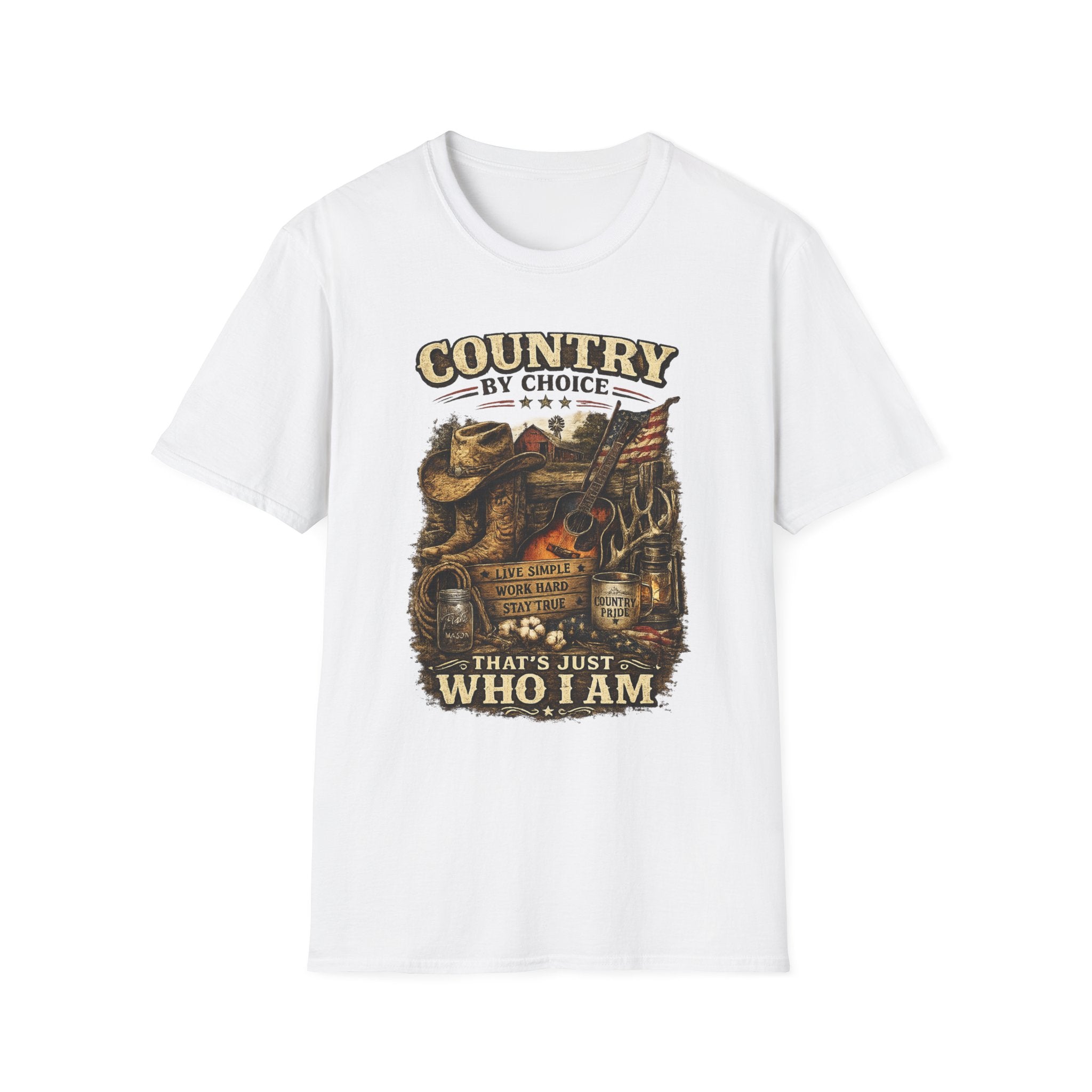 Country By Choice graphic tee | Country music cowboy design T-Shirt