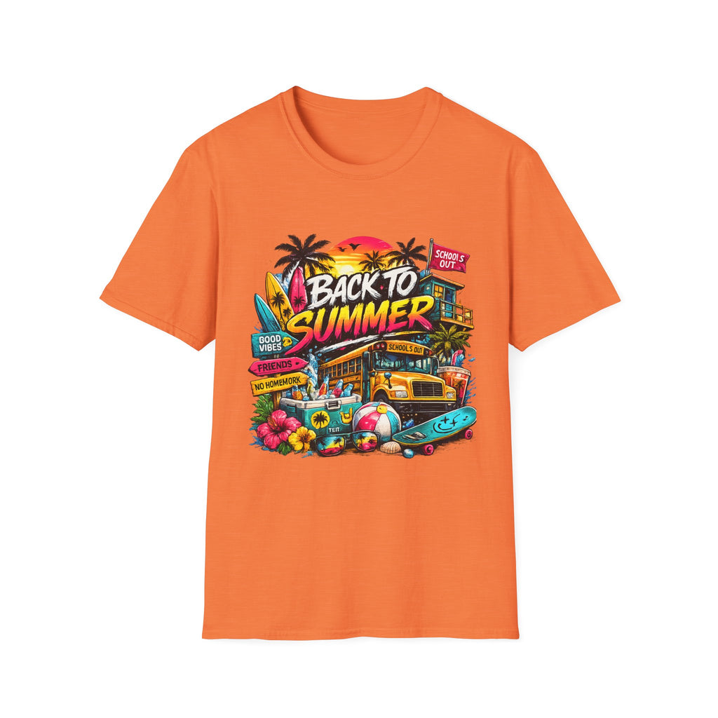 Back to Summer T-Shirt | Retro Beach Surf Palm Tree Design
