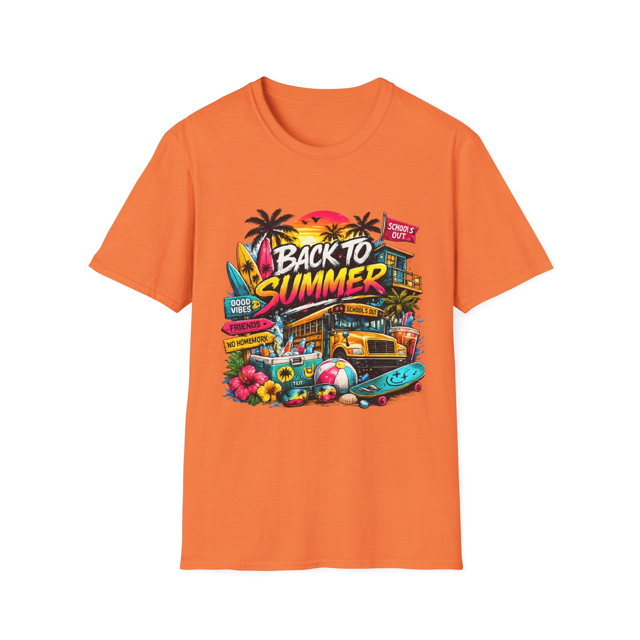 Back to Summer T-Shirt | Retro Beach Surf Palm Tree Design