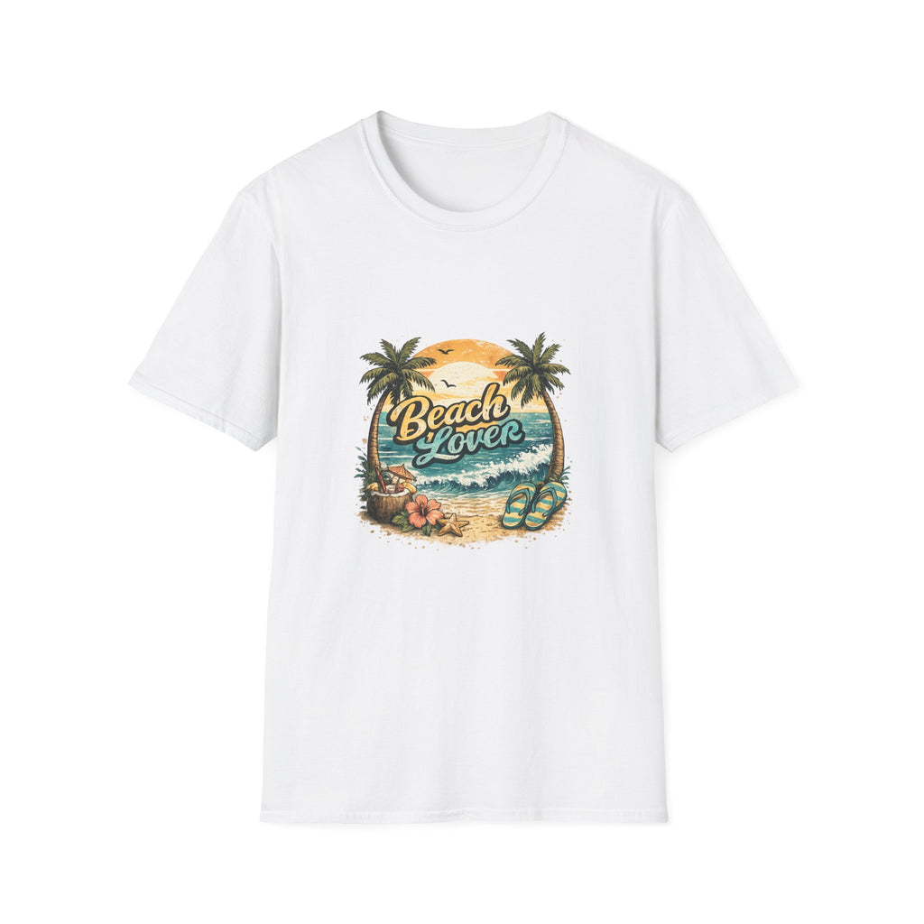 Beach Lover T-Shirt | Vintage Sunset Palm Trees Ocean Waves