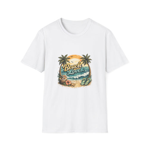 Beach Lover T-Shirt | Vintage Sunset Palm Trees Ocean Waves