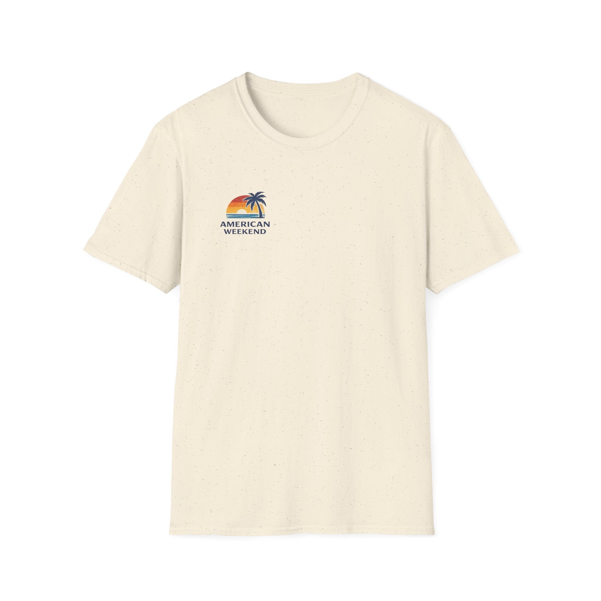 American Weekend T-Shirt — Retro Sunset Palm Tree Graphic