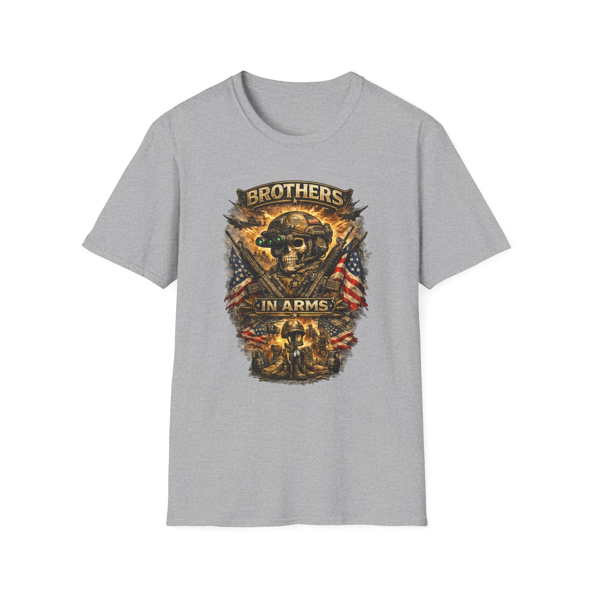 Brothers in Arms Military Skull T-Shirt — Veteran & Tactical Americana Tee