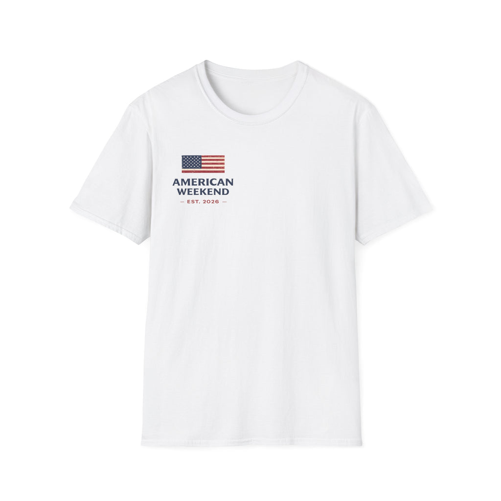 American Weekend T-Shirt – Flag Graphic “American Weekend • Est. 2026” Patriotic Tee