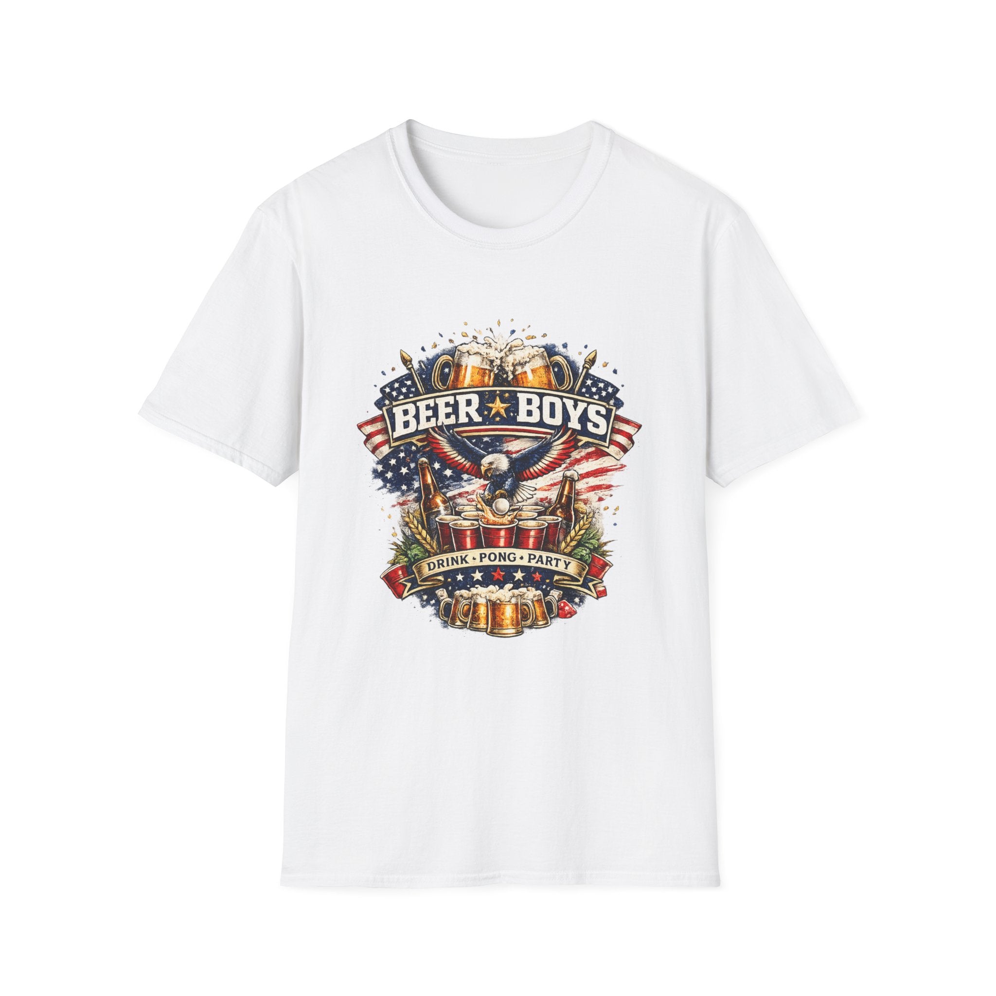 Beer Boys Drink Pong Party Patriotic Beer T-Shirt