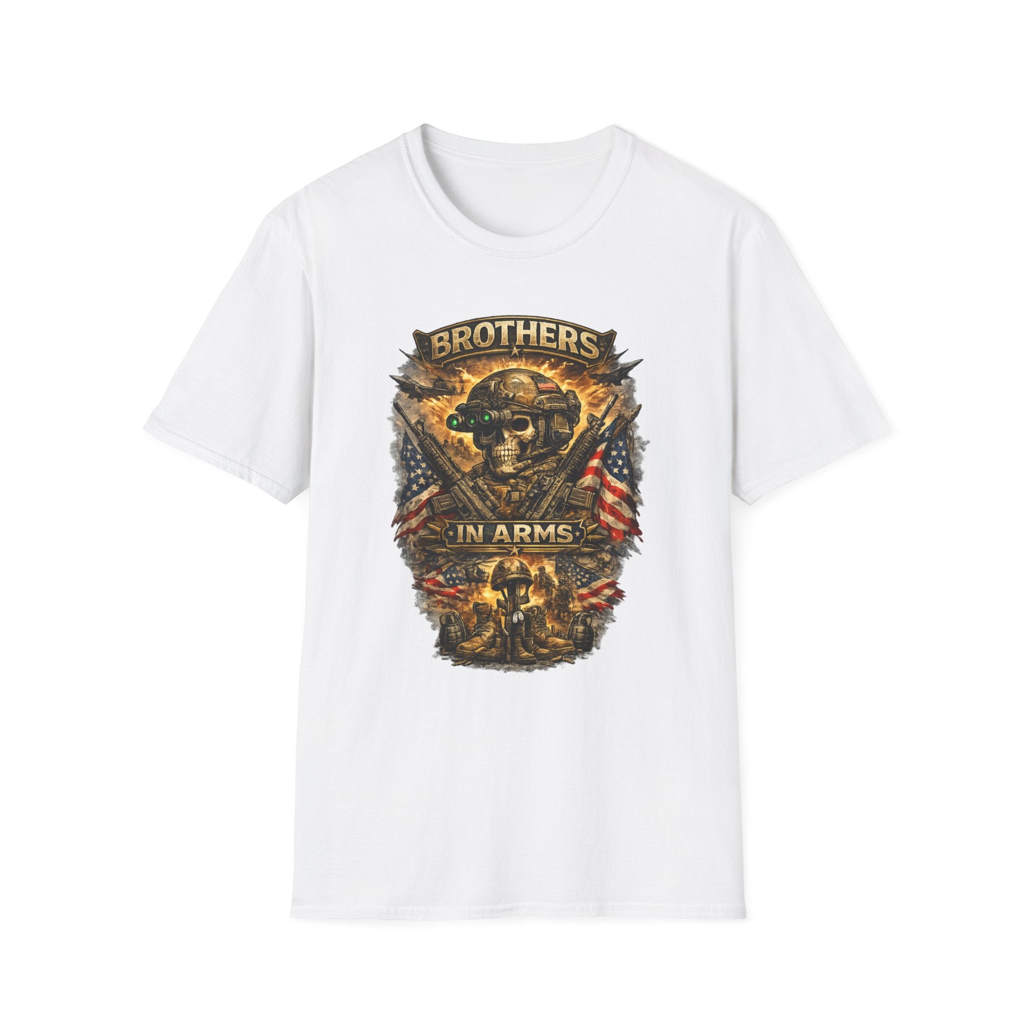 Brothers in Arms Military Skull T-Shirt — Veteran & Tactical Americana Tee