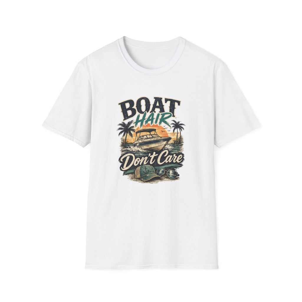 Boat Hair Don't Care T-Shirt | Boat Graphic, Palm Trees, Sunset