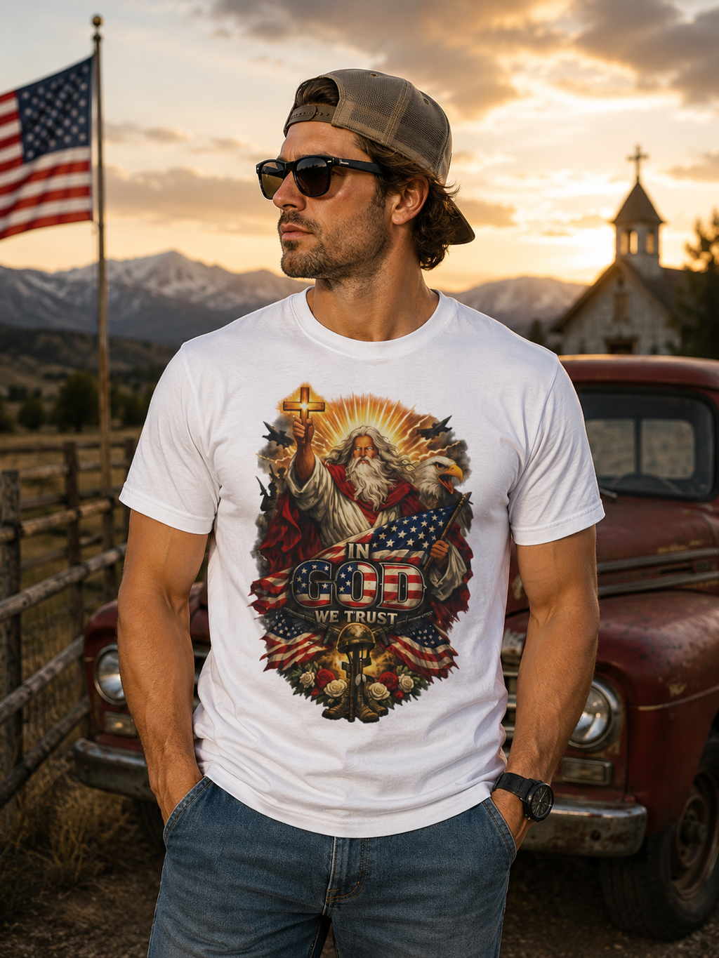 Patriotic Jesus T‑Shirt — God Bless America Graphic Tee