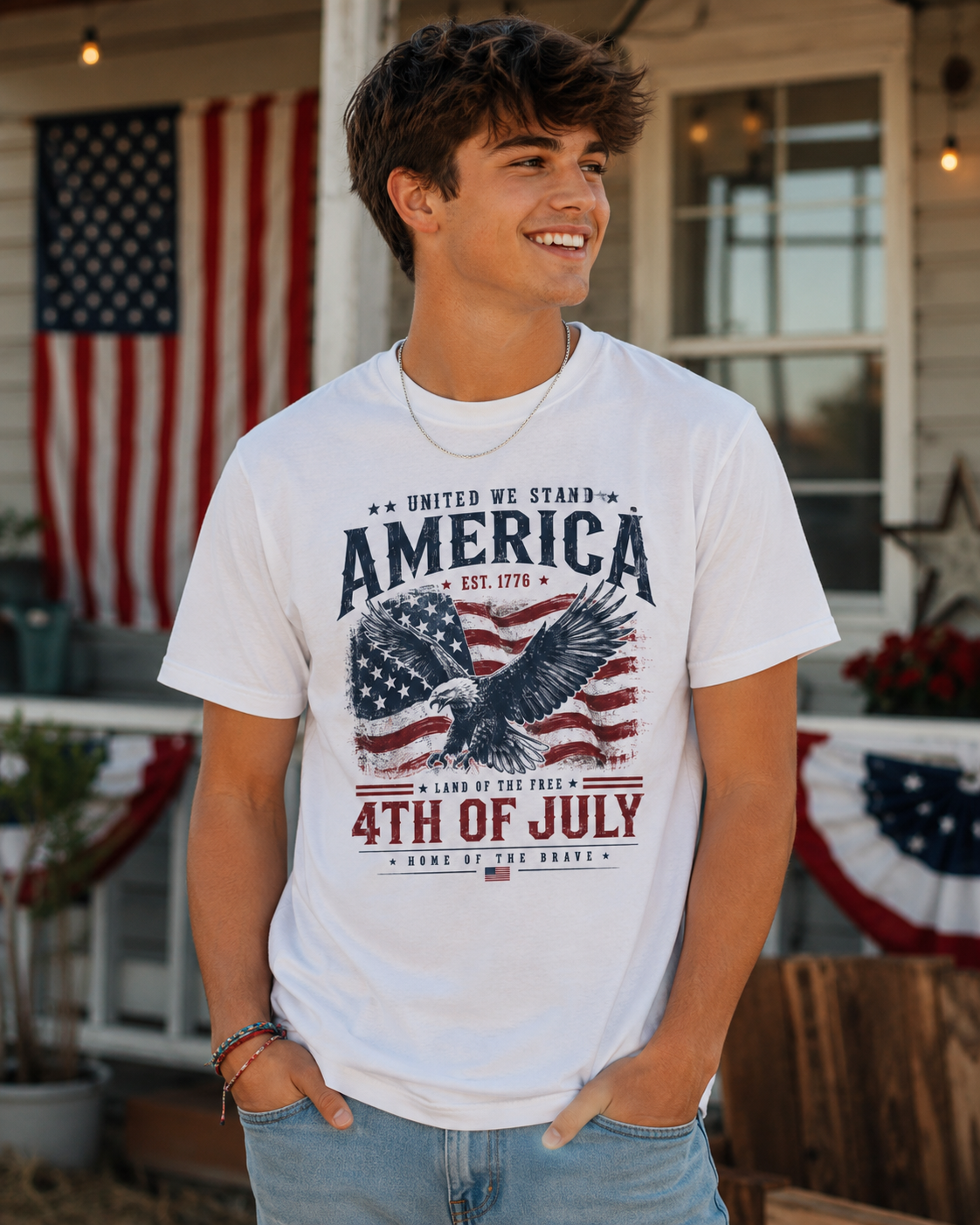 United We Stand America Eagle T-Shirt | 4th of July Patriotic Tee